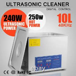10L Ultrasonic Cleaner Heated Tank Jewelry Gun Cleaning Machine Stainless Steel