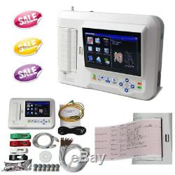 6 Channel 12 Lead Electrocardiograph Portable ECG Machine Touch EKG USB Software