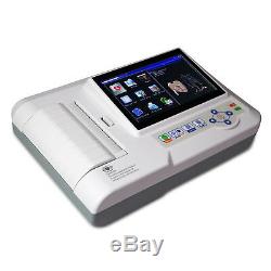 6 Channel 12 Lead Electrocardiograph Portable ECG Machine Touch EKG USB Software