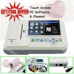 CE ECG600G EKG Machine ECG Electrocardiograph 6 Channel Touch 12 Lead+PrinteR+SW