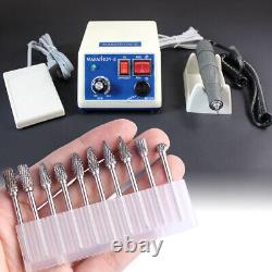 Dental Lab Micromotor Marathon Polisher Machine&35K RPM Handpiece&10x Drill Burs