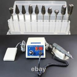 Dental Lab Micromotor Marathon Polisher Machine&35K RPM Handpiece&10x Drill Burs