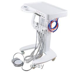 Dental Lab Mobile Delivery Unit Treatment Machine Cart Portable 4Hole Syringe