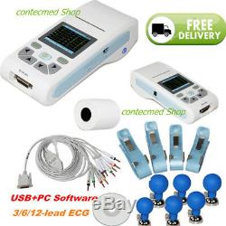 FDA CONTEC ECG90A 12-lead ECG Machine Electrocardiograph Touch+Software, Printer