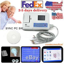 FDA ECG300G 3-Channel 12-lead ECG/EKG Machine+USB+Software, Cardiograph, USA FedEx