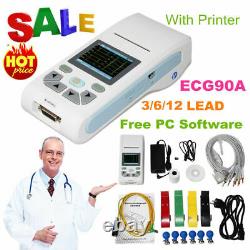 NEW CONTEC ECG90A 12-lead ECG Machine Electrocardiograph Touch+Software, Printer