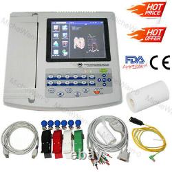 Touch Screen 12 channel lead ECG/EKG Machine USB PC Software w Printer, FDA CE