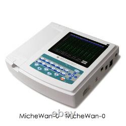 Touch Screen 12 channel lead ECG/EKG Machine USB PC Software w Printer, FDA CE