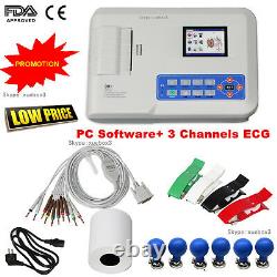 US Seller! Portable ECG/EKG machine 12-Leads 3-Channel+Printer&Paper, Software, new