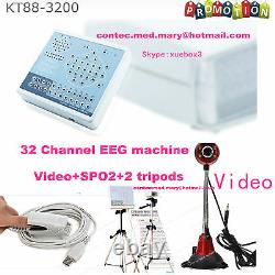 Eeg Machine Digital Brain Mapping Systems 32 Channel Video+spo2+sw Kt88-3200, Hot