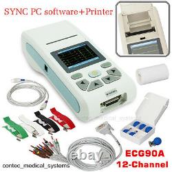 Électrocardiographe 12 Canaux Ecg Ekg Machine 12 Lead Touch Lcd, Logiciel, Imprimante