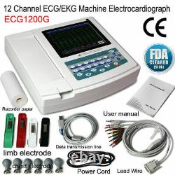 Électrocardiographe Numérique 12 Canal 12 Lead Ecg Ekg Machine Software Ce Fda