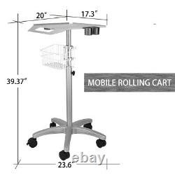 Mobile Rolling Cart For Ultrasound Scanner Machine Moveable Lab Trolley Withbasket
