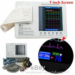 Numérique 3 Canaux Ecg 12 Dérivations / Ecg Électrocardiographe Machine Interprétation + Cadeau